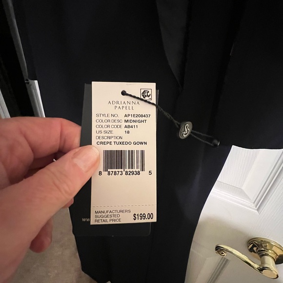 Adrianna Papell Navy Tuxedo Gown - Picture 6 of 8